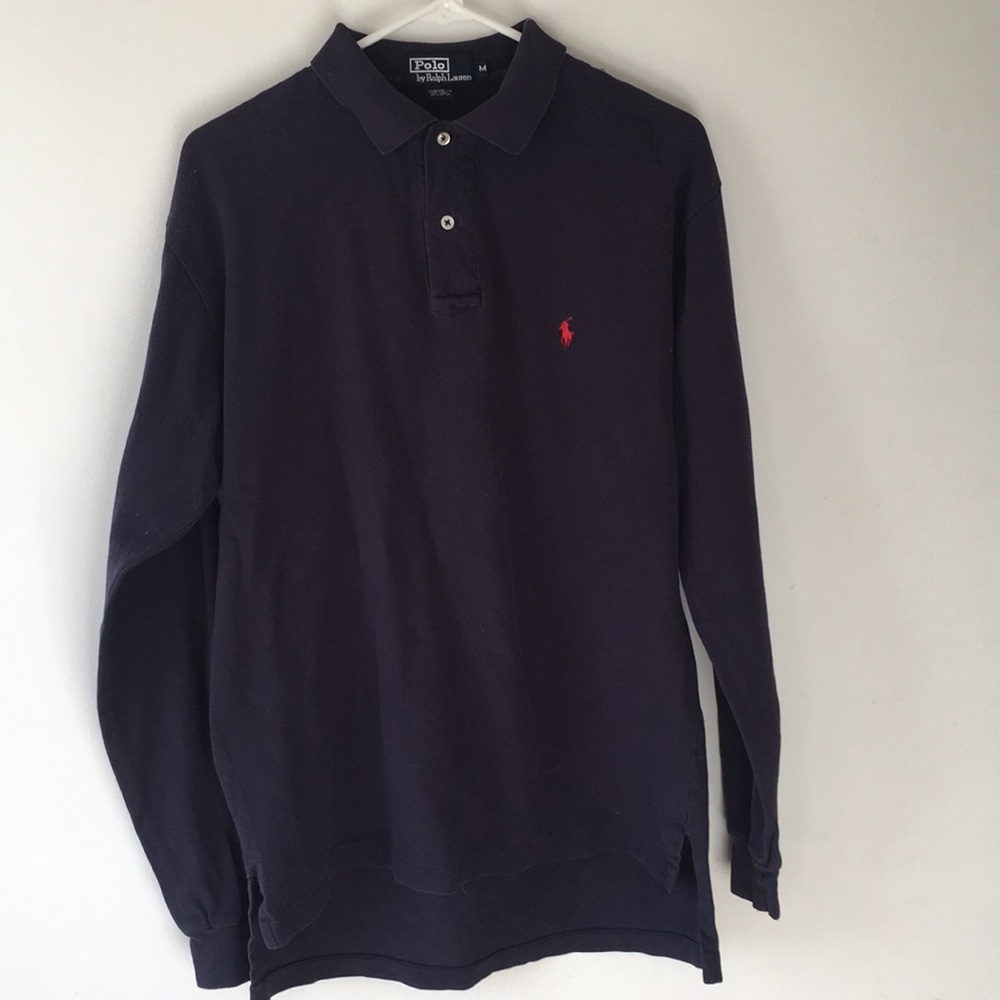 Men’s Long-Sleeve Polo by Ralph Lauren Sz M Navy